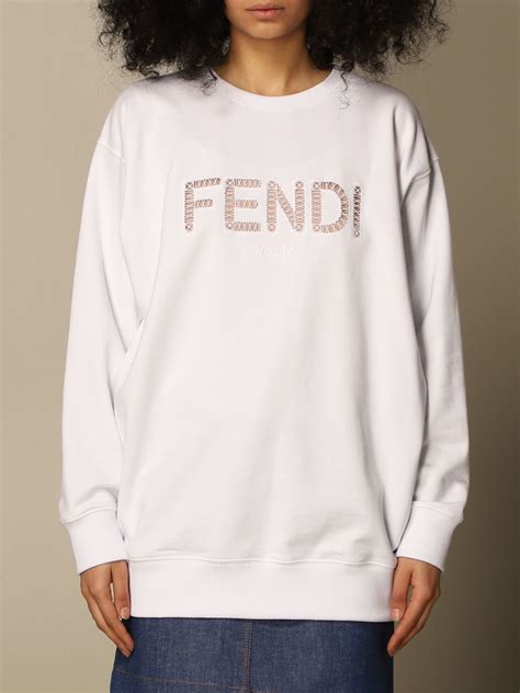 fendi sweatshirt white|Fendi beaded graphic sweatshirt.